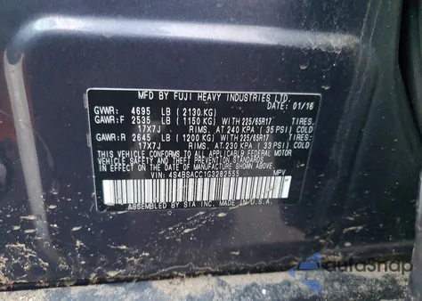 2016 Subaru Outback 2.5I Premium z USA, uszkodzony, nr VIN 4S4BSACC1G3282555